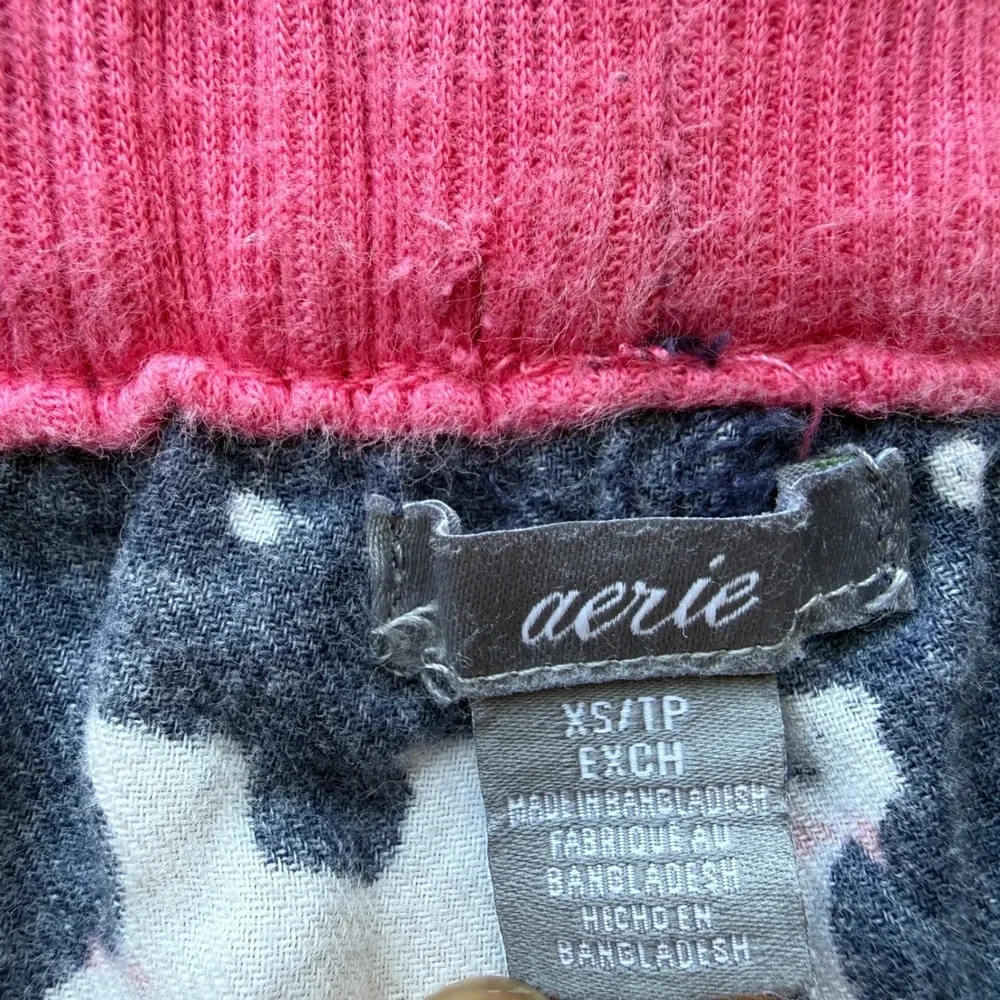 Aerie Womens XS Polar Bear Print Pajama Pants Navy Blue Cotton Flannel Lounge